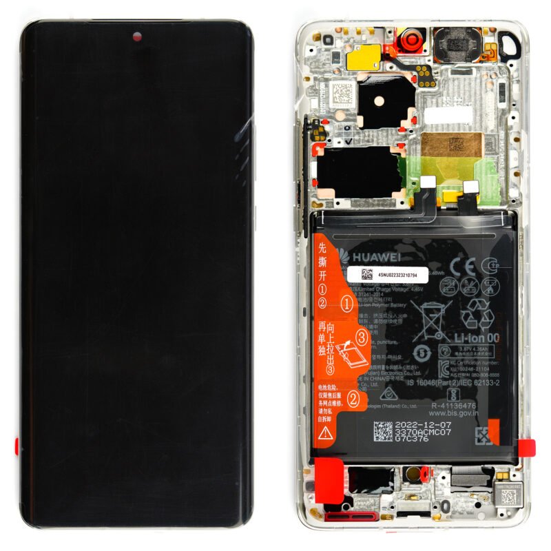 Écran LCD Tactile avec Cadre Huawei P50 Pro (JAD-AL50) - 02354SNU - Blanc Perle - Original Service Pack