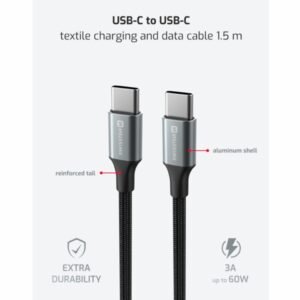 Câble USB Type-C Swissten Textile II - 71528203 - 1,5 mètre - Noir