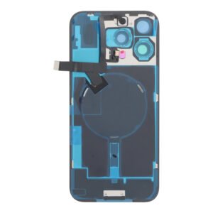 Cache arrière en verre iPhone 16 Pro Max : avec cadre d'appareil photo, Plaque métallique, Nappe chargement sans fil et flash - Blanc