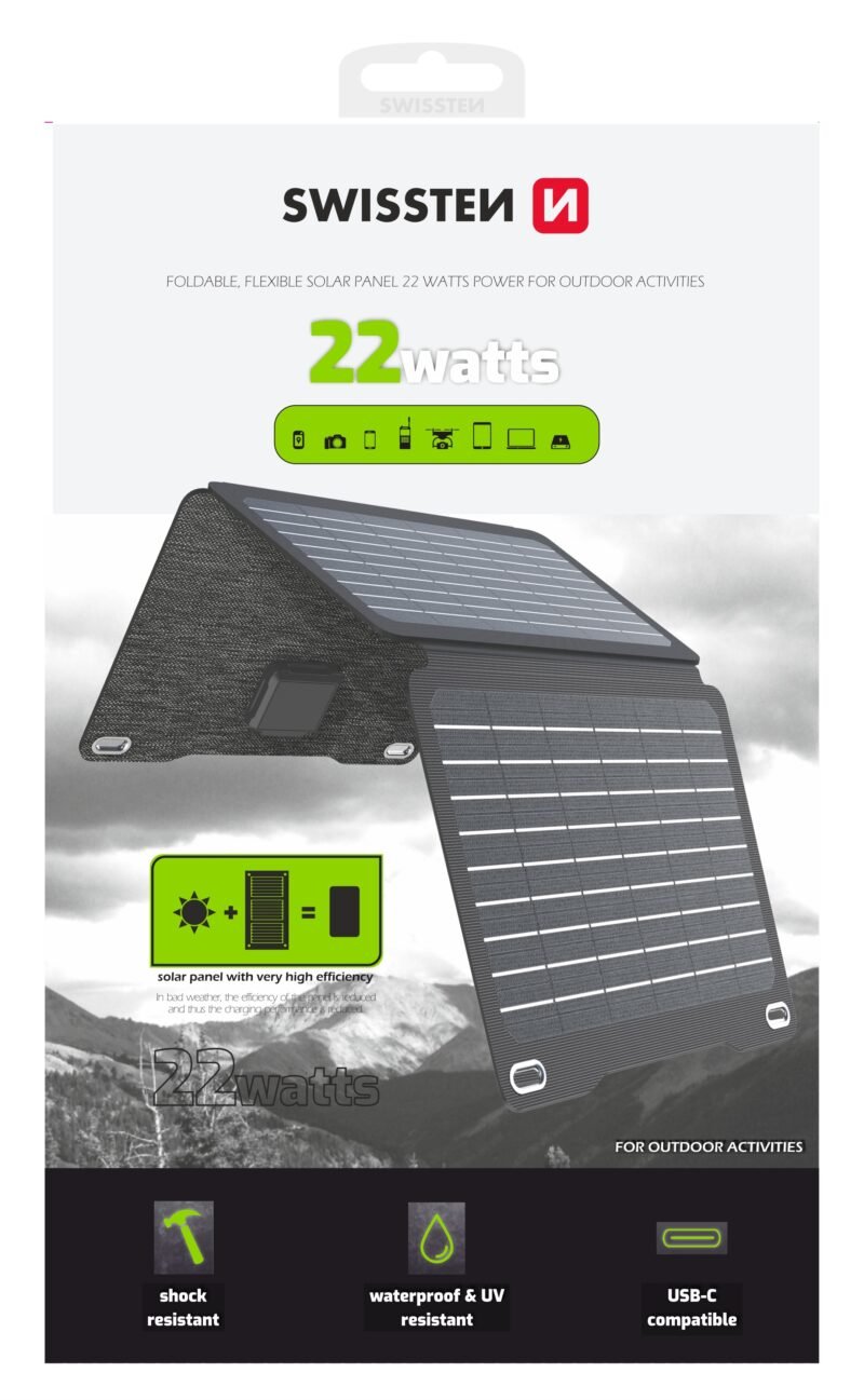 Panneau solaire pliable Swissten (22 W) - 22013811