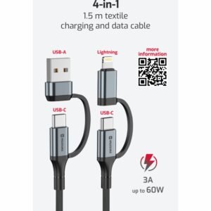 Câble USB-C textile Swissten 4 en 1 - 74501102 - 1,5 mètre