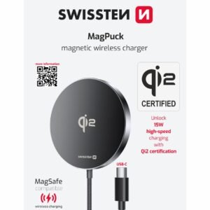 Chargeur sans fil Swissten MagPuck (15W) - 22055560 - Noir