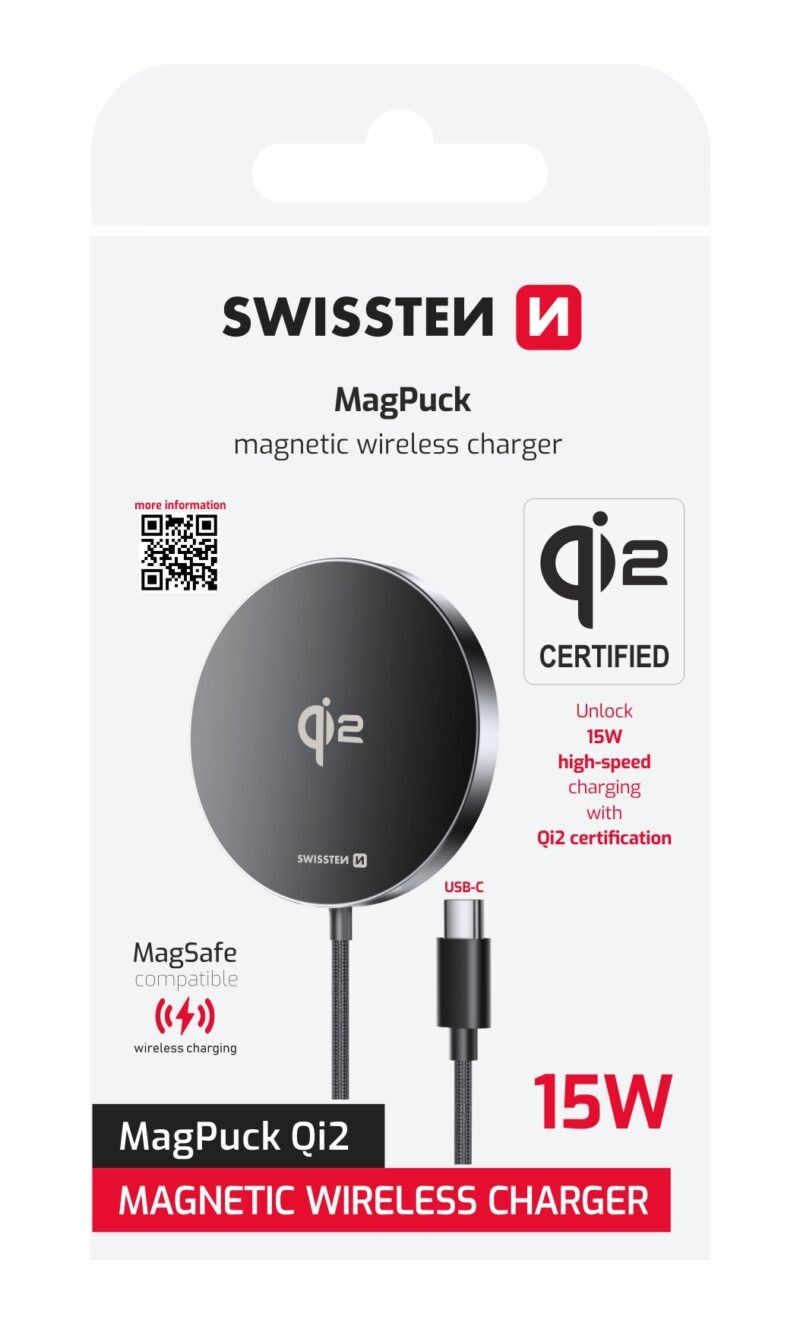 Chargeur sans fil Swissten MagPuck (15W) - 22055560 - Noir 2 Chargeur sans fil Swissten MagPuck (15W) - 22055560 - Noir