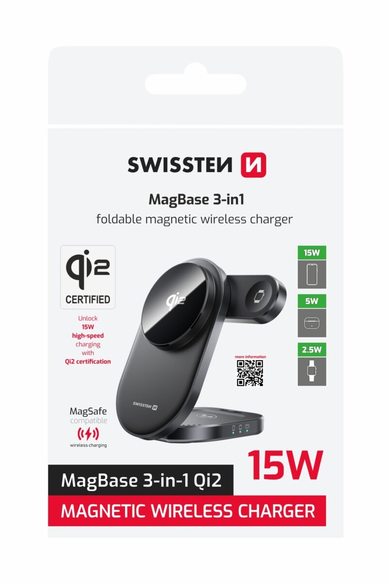 Chargeur sans fil magnétique Swissten MagBase 3-en-1 - 22055570 2 Chargeur sans fil magnétique Swissten MagBase 3-en-1 - 22055570