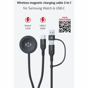 Câble de chargement sans fil pour montre Samsung 2 en 1 Swissten - 22065512 - Noir