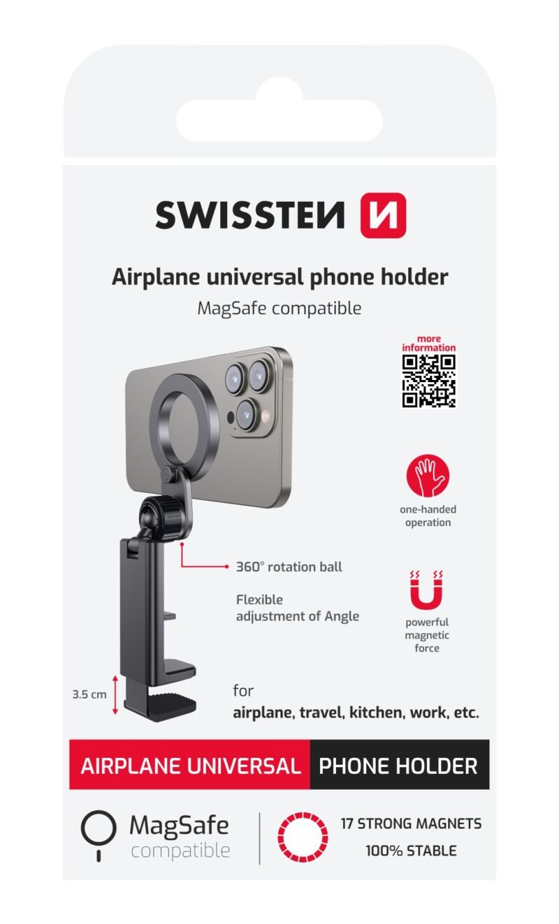 Support de téléphone universel pour avion Swissten - 65010312 2 Support de téléphone universel pour avion Swissten - 65010312