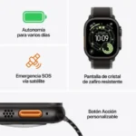 Apple Watch Ultra 3 GPS + Cellular, Boîtier en titane noir de 49 mm, Bracelet Océan noirc