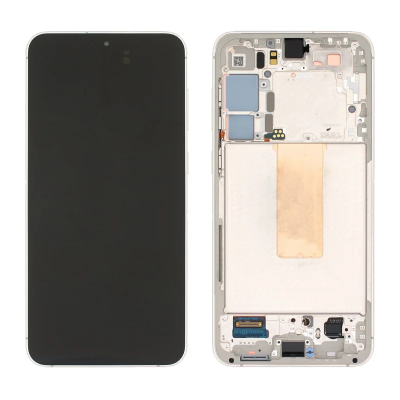 Samsung SM-S911B Galaxy S23 LCD Display + Touchscreen + Frame - Pulled - Grade B - Cream Écran LCD Tactile avec Cadre Samsung Galaxy S23 SM-S911B - Démonté - Grade B - Crème