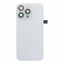 Vitre arrière iPhone 15 Pro Max - Pulled - Nappe lampe torche + Aimants MagSafe + Nappe de chargement sans fil - Blanche