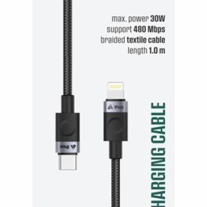 Câble iPeax Textile USB-C vers Lightning - 90010102 - 1 mètre - Noir