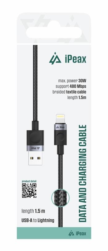 Câble iPeax Textile USB-A vers Lightning - 90010107 - 1,5 mètre - Noir 2 Câble iPeax Textile USB-A vers Lightning - 90010107 - 1,5 mètre - Noir