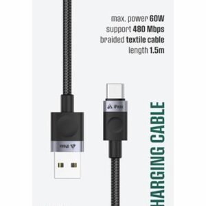 Câble iPeax Textile USB-C vers USB-A - 90010108 - 1,5 mètre - Noir
