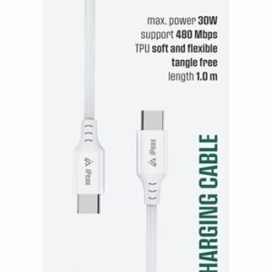 Câble iPeax USB-C vers USB-C - 90010110 - 1 mètre - Blanc