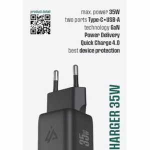 Chargeur Mural iPeax GaN USB-A + USB-C (35W) - 90010127 - Noir