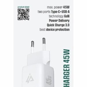 Chargeur Mural iPeax GaN USB-A + USB-C (45W) - 90010132 - Blanc