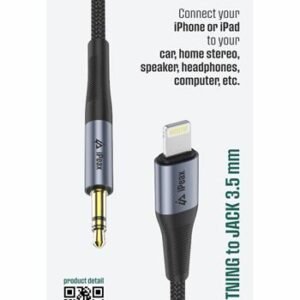Adaptateur iPeax Lightning vers 3,5 mm (mâle) - 90010138 - 1,5 mètre - Noir