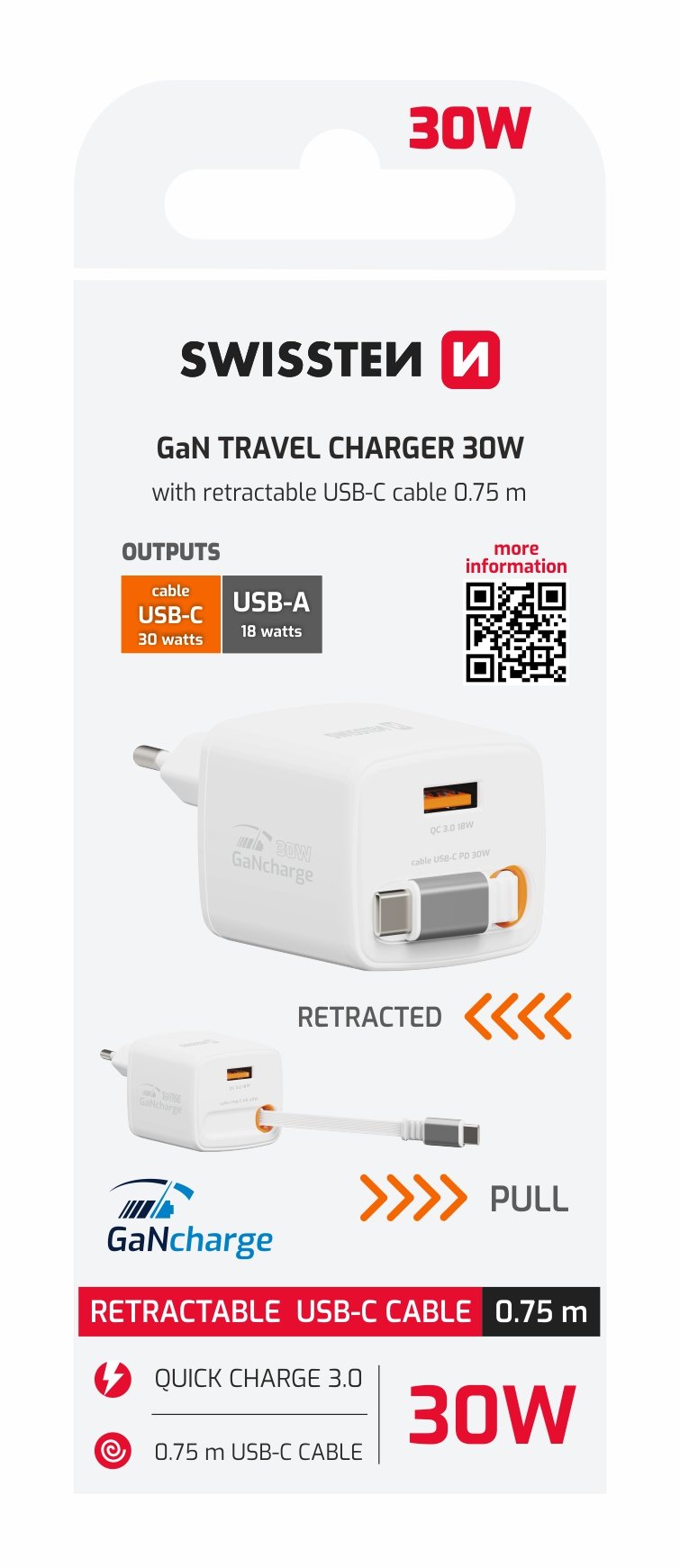 Chargeur de voyage Swissten SlideCharge (30 W) - 22070203 - Blanc 2 Chargeur de voyage Swissten SlideCharge (30 W) - 22070203 - Blanc
