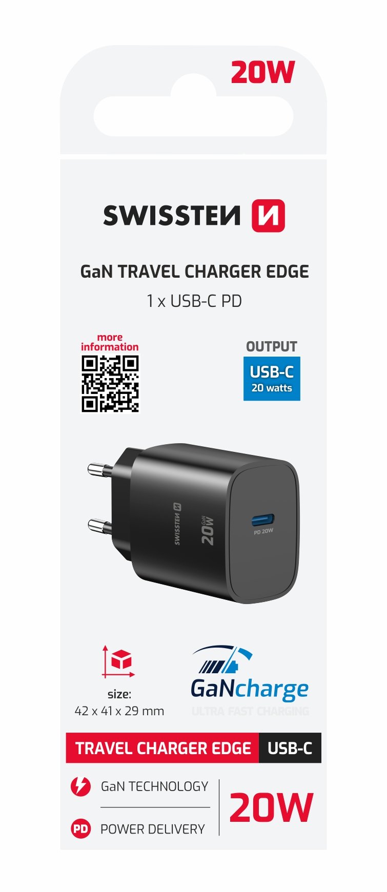 Chargeur de voyage Swissten Edge (20 W) - 22071710 - Noir 2 Chargeur de voyage Swissten Edge (20 W) - 22071710 - Noir