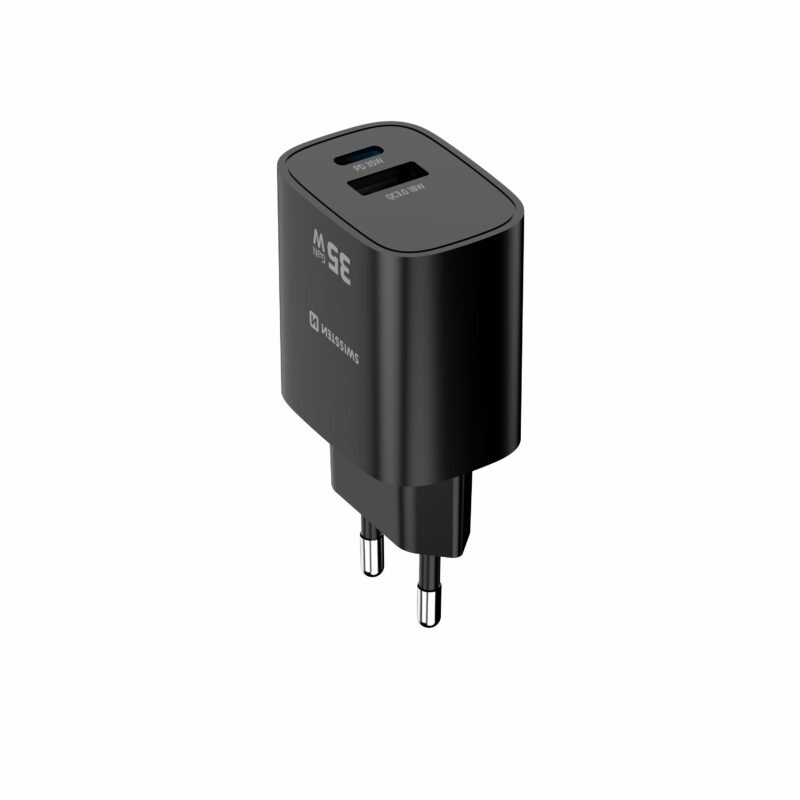 Chargeur de voyage Swissten Edge USB-C + USB-A (35W) - 22071716 - Noir
