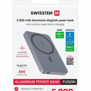 Swissten Fusion MagSafe Powerbank - 22013982 - 5000 mAh - Silver