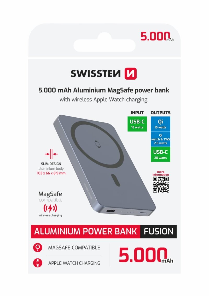 Batterie powerbank Swissten Fusion MagSafe - 22013982 - 5000 mAh - Argent 2 Batterie powerbank Swissten Fusion MagSafe - 22013982 - 5000 mAh - Argent